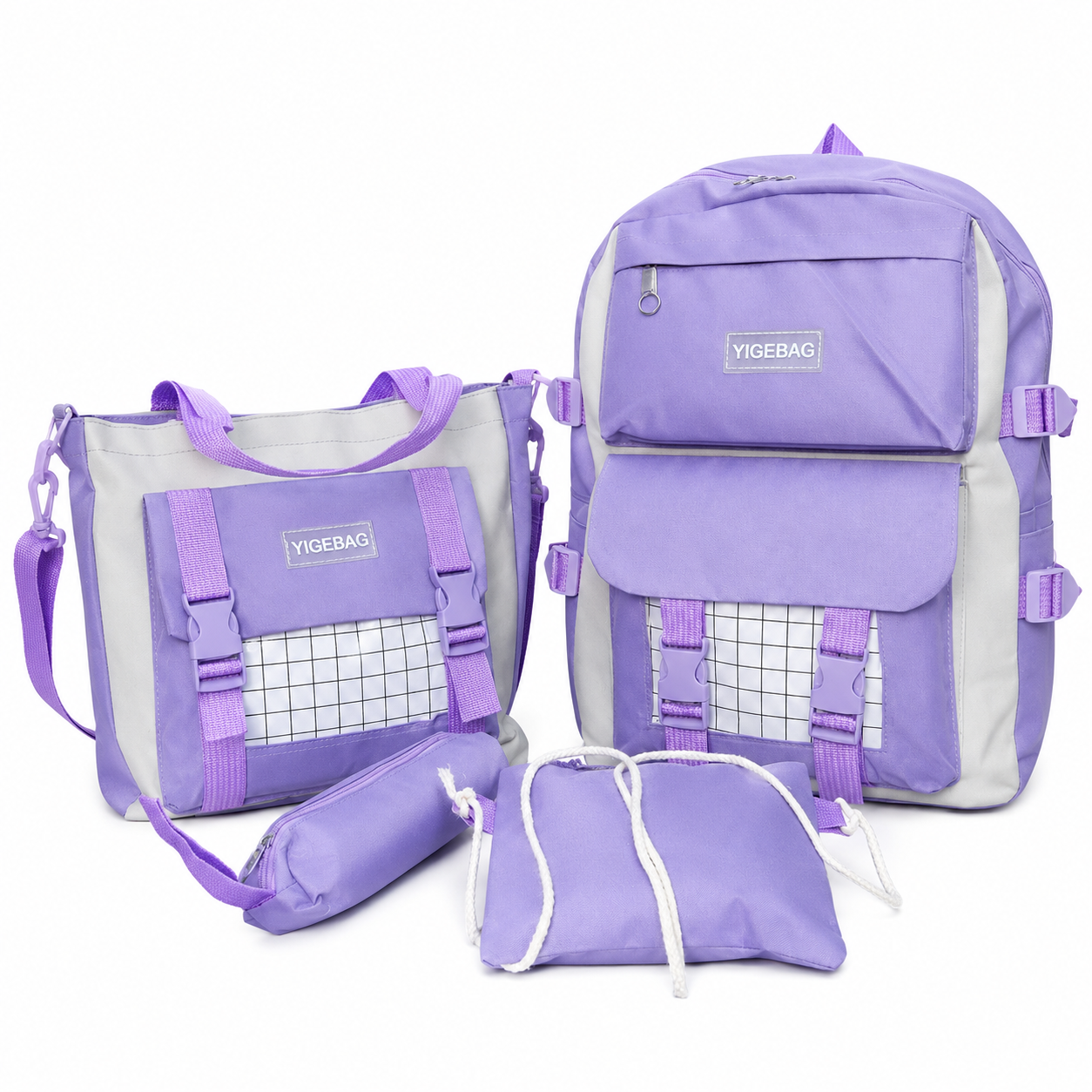 Набор 4в1 рюкзак/сумка/клатч/пенал Yigebag Фиолетовый (2946)