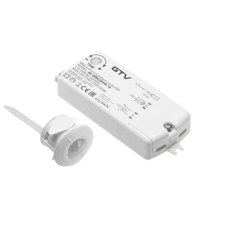 Выключатель с датчиком движения GTV PIR 220-240V max 250W IP20 2m Белый (00000035819)