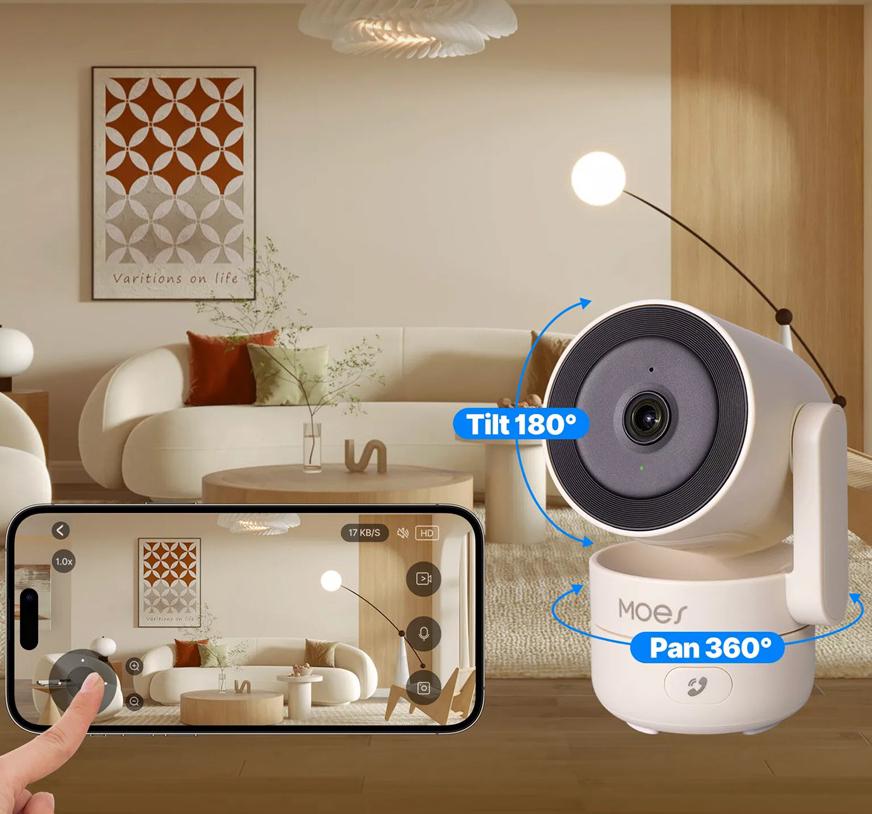 Камера видеонаблюдения поворотная PTZ WiFi IP MOES P52 4MP 360° видеоняня (WCM-P52) - фото 6 Камера видеонаблюдения поворотная PTZ WiFi IP MOES P52 4MP 360° видеоняня (WCM-P52) - фото 6