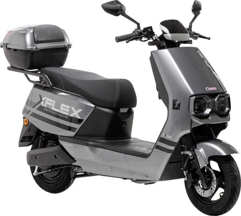 Электроскутер двухместный Corso FLEX 1800W 72V/35Ah LiFePO4 Серый