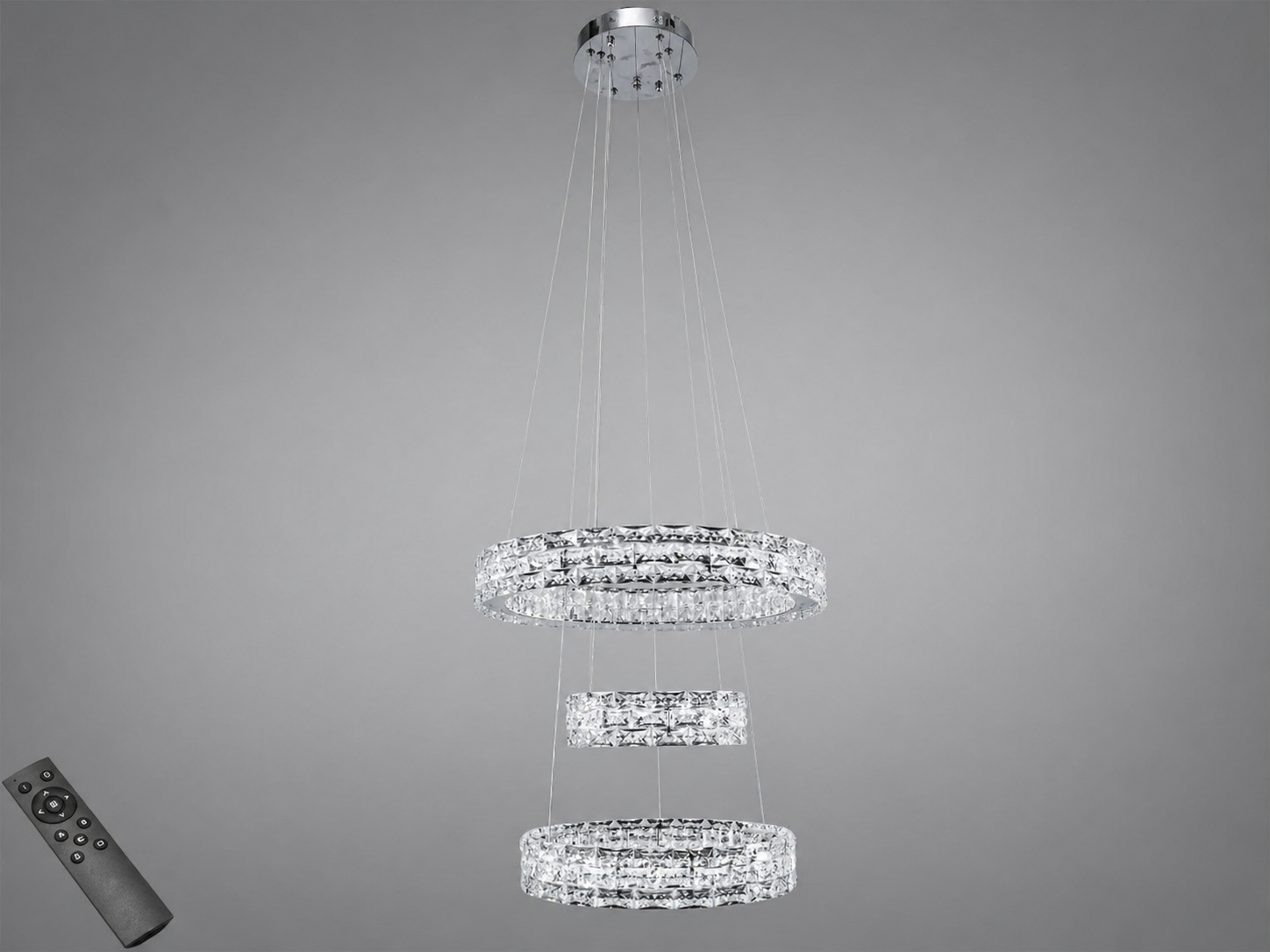 Люстра Каскад 3 7897/500/400/300CH кольца /пульт/70 Вт LED хром (33134174)