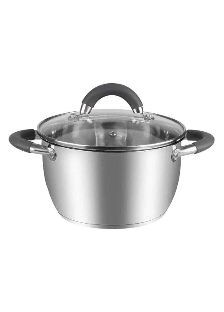 Каструля із кришкою із силіконовими накладками Stenson Сooker MH-4063 3,6 л 20х11,5 см Сріблястий (MH4063)