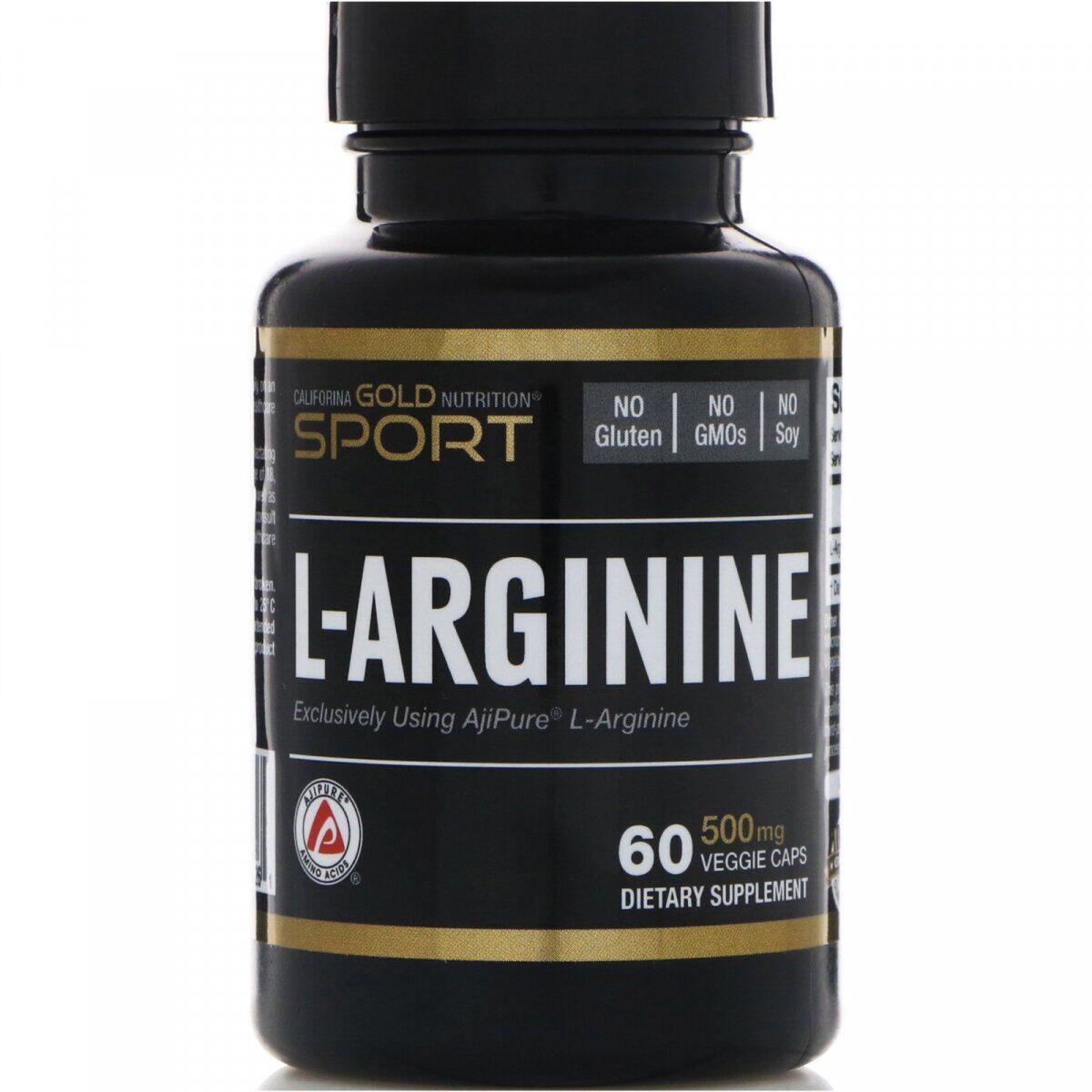 Амінокислота L-аргінін Каліфорнія Gold Nutrition L-Arginine AjiPure 500 mg 60 veggie caps