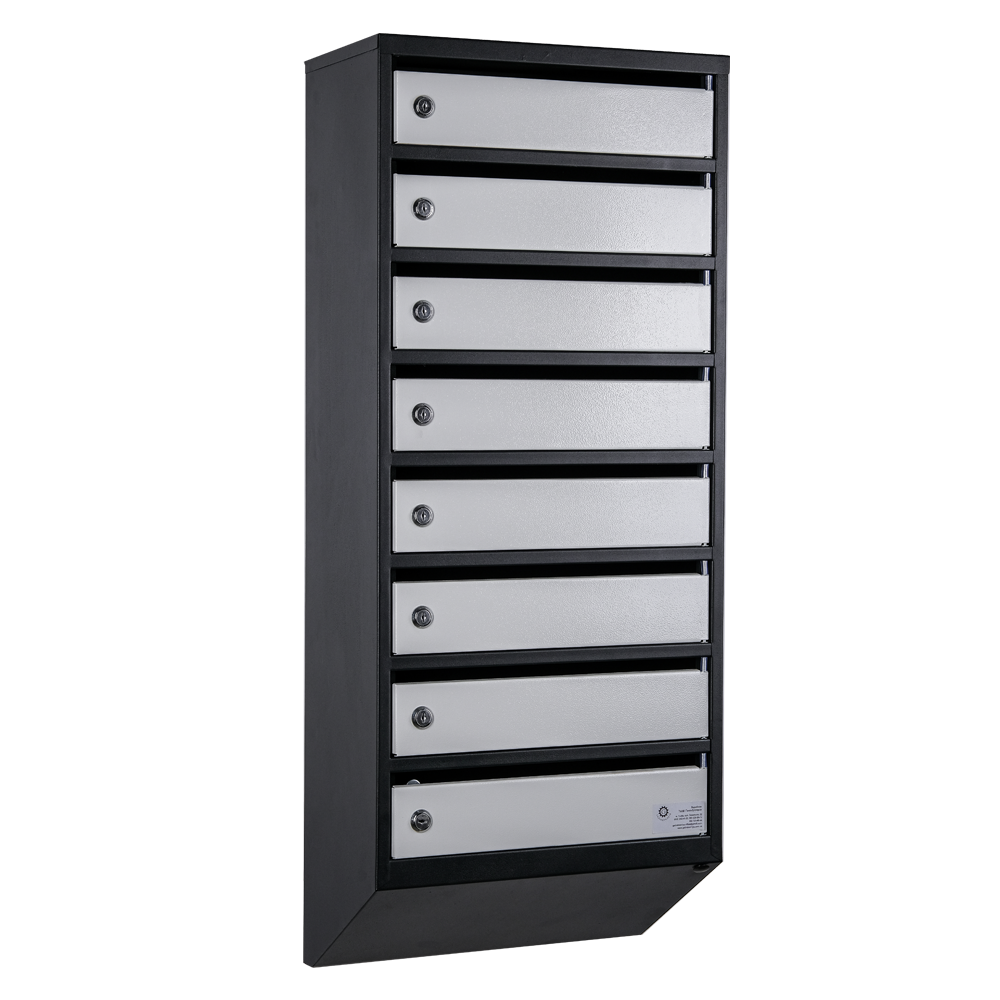 Почтовый ящик Галиндустрия ЯП08S на 8 секций 950x390x200 мм Черный/Серый (11501800)