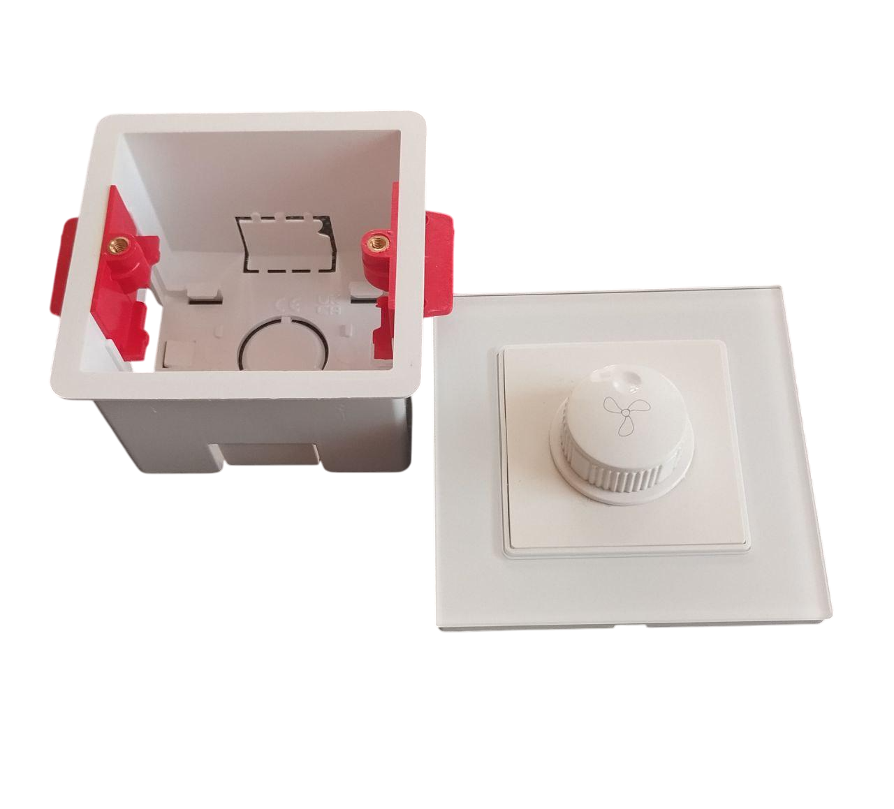 Регулятор оборотов вентилятора Glass стеклопластик и коробка монтажная White - фото 1 Регулятор оборотов вентилятора Glass стеклопластик и коробка монтажная White - фото 1