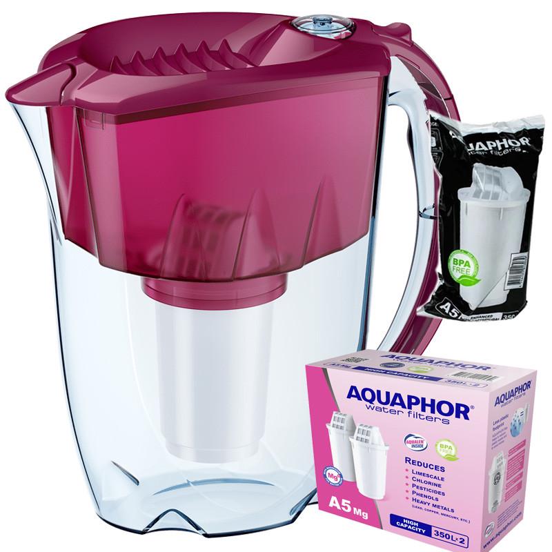 Фильтр-кувшин Аквафор Престиж А5 два модуля А5Mg Виншневый (1786435629)