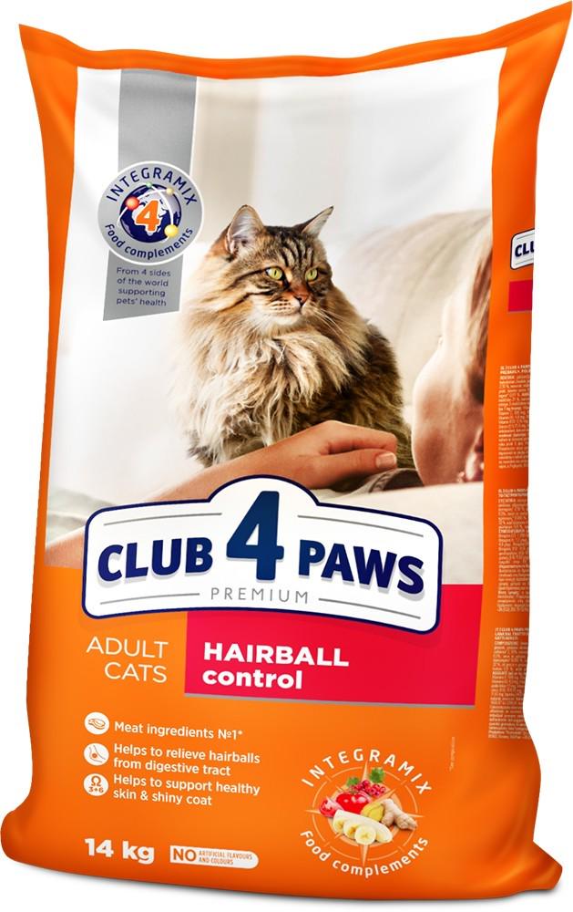 Сухий корм для дорослих кішок Club 4 Paws Hairball control виведення шерсті 14 кг (4820083909337)