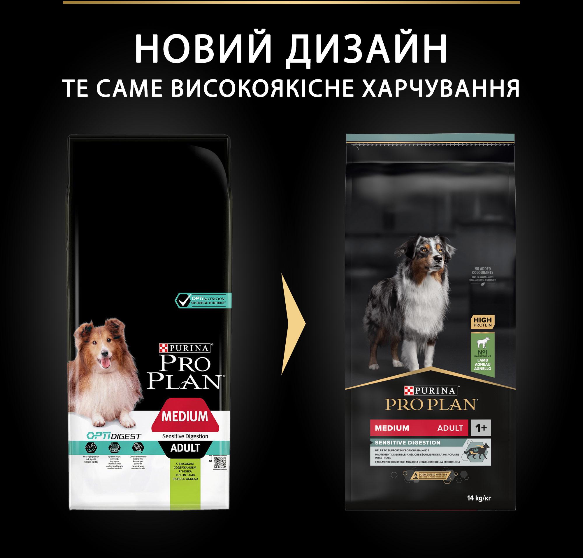 Сухий корм для собак середніх порід з чутливим травленням Purina Pro Plan Medium Sensitive з ягням 14 кг (7613035214774) - фото 2