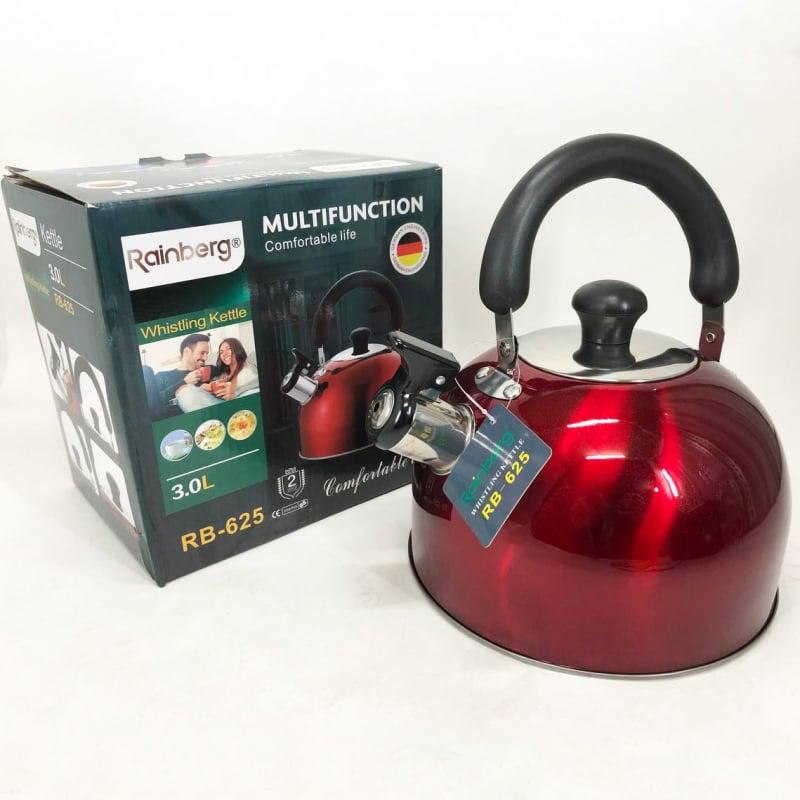 Чайник Rainberg RB-625 нержавіюча сталь зі свистком 3 л Red (26202616) - фото 9