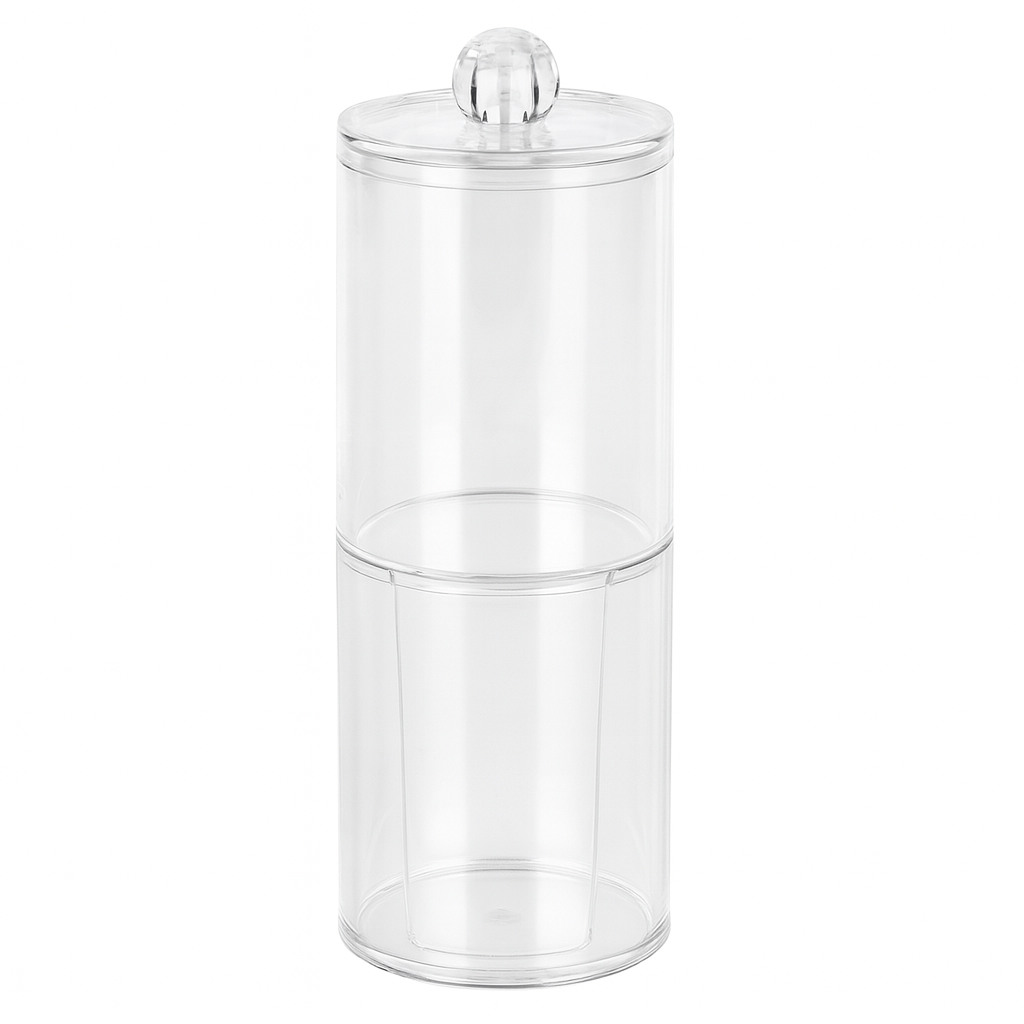 Органайзер для ватных дисков и палочек с крышкой Stenson R10251 двухсекционный 7х7х18 см Прозрачный (3ee3aaa1)