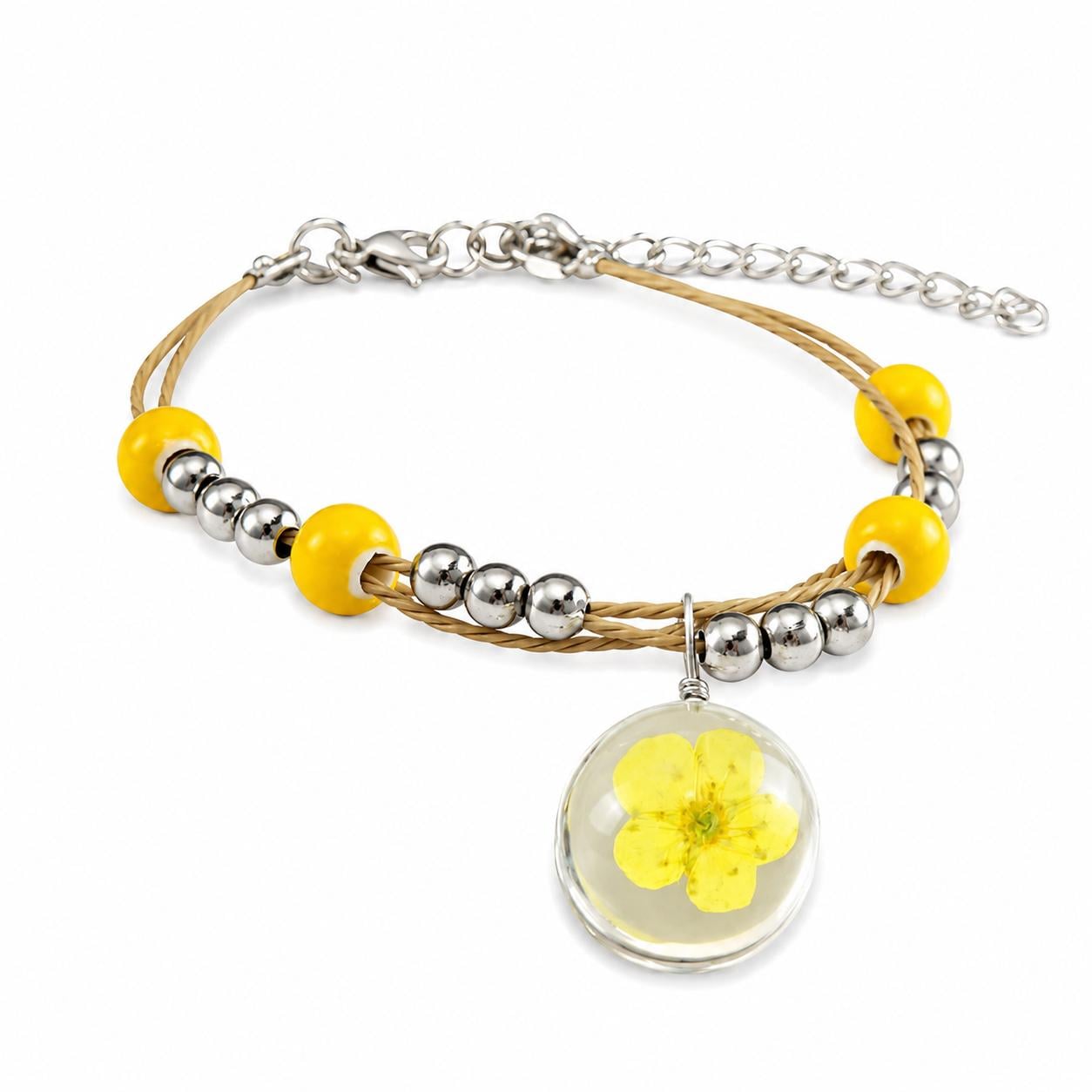 Браслет женский Yellow Flower из керамических бусин Желтый (34121793)
