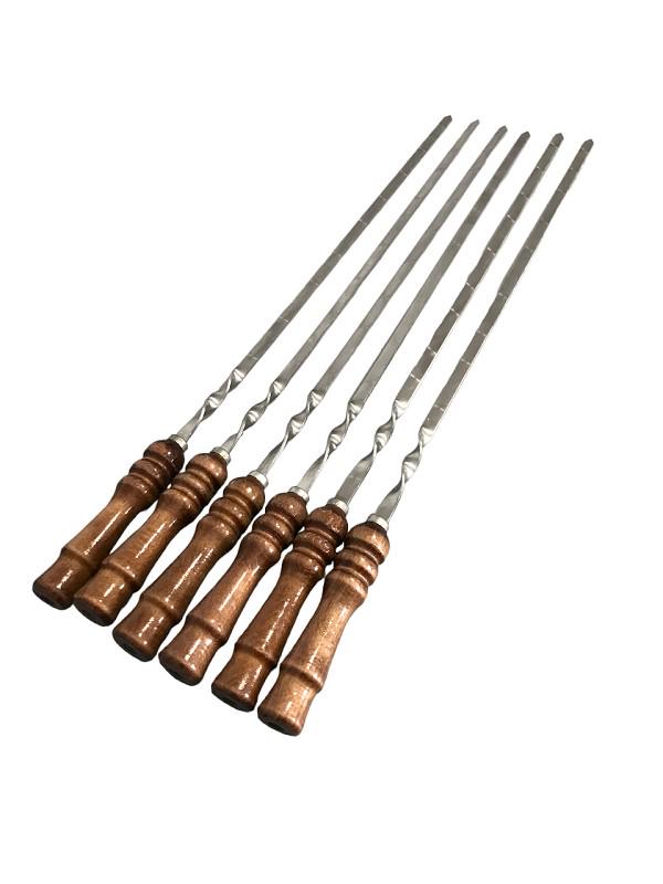 Шампур прямой с деревянной ручкой 74 см металл 3 мм 6 шт.