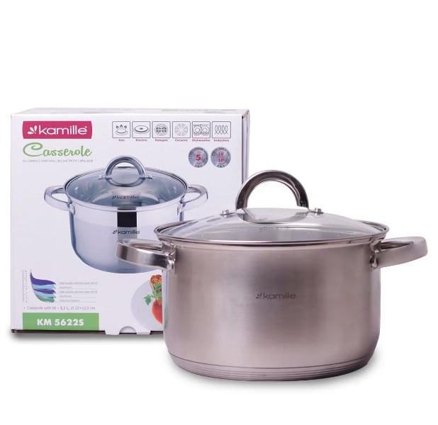 Кастрюля с крышкой Kamille 5,1 л (KM-5622S)