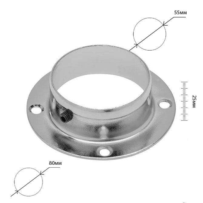 Фланец мебельный 50 мм Хром - фото 2