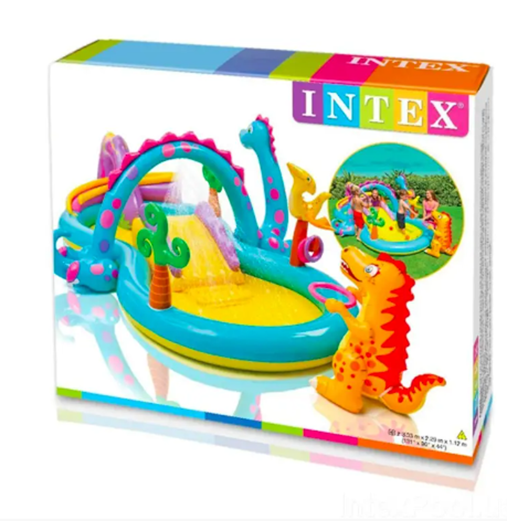 Игровой надувной центр Intex 57135 NP Планета динозавров с горкой Разноцветный (34-9-57135) - фото 5