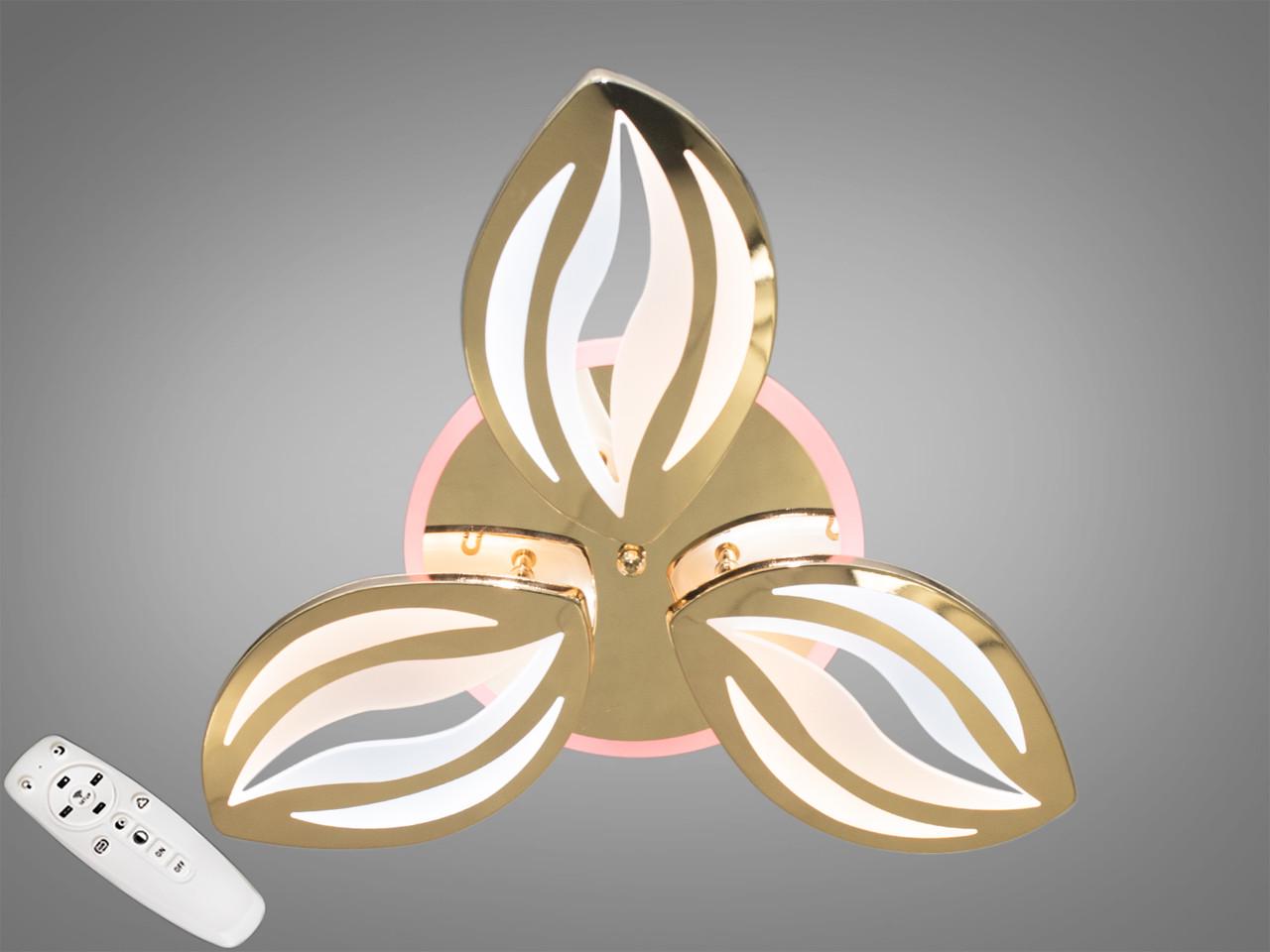 Люстра потолочная EcoLed с диммером и LED подсветкой 65W 8092/3G LED 3color dimmer Золотой Люстра потолочная EcoLed с диммером и LED подсветкой 65W 8092/3G LED 3color dimmer Золотой