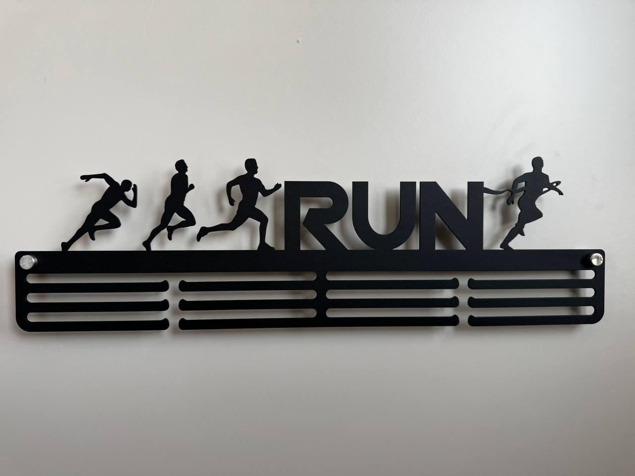 Медальница-вешалка стальная E-Trophy Run Черный