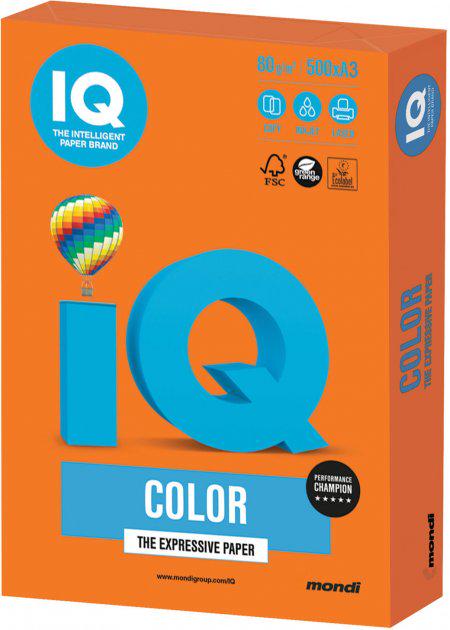Бумага офисная IQ Color OR43 A3 80 г/м2 500 листов Оранжевый