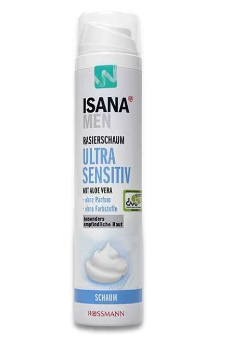 Пена для бритья мужская Isana Men Ultra sensitiv mit aloe Vera для очень чувствительной кожи 300 мл