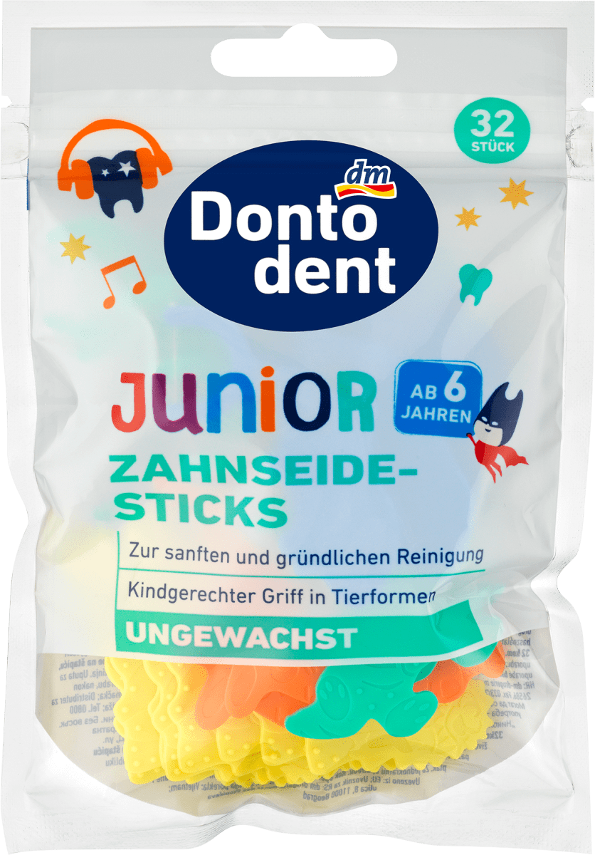 Зубна нитка Dontodent Junior для дітей від 6 років 32 шт. - фото 1