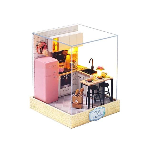 Конструктор детский 3D Румбокс DIY Cute Room Corner of Happiness Уголок Счастье Мини-кухня с подсветкой (31369795)