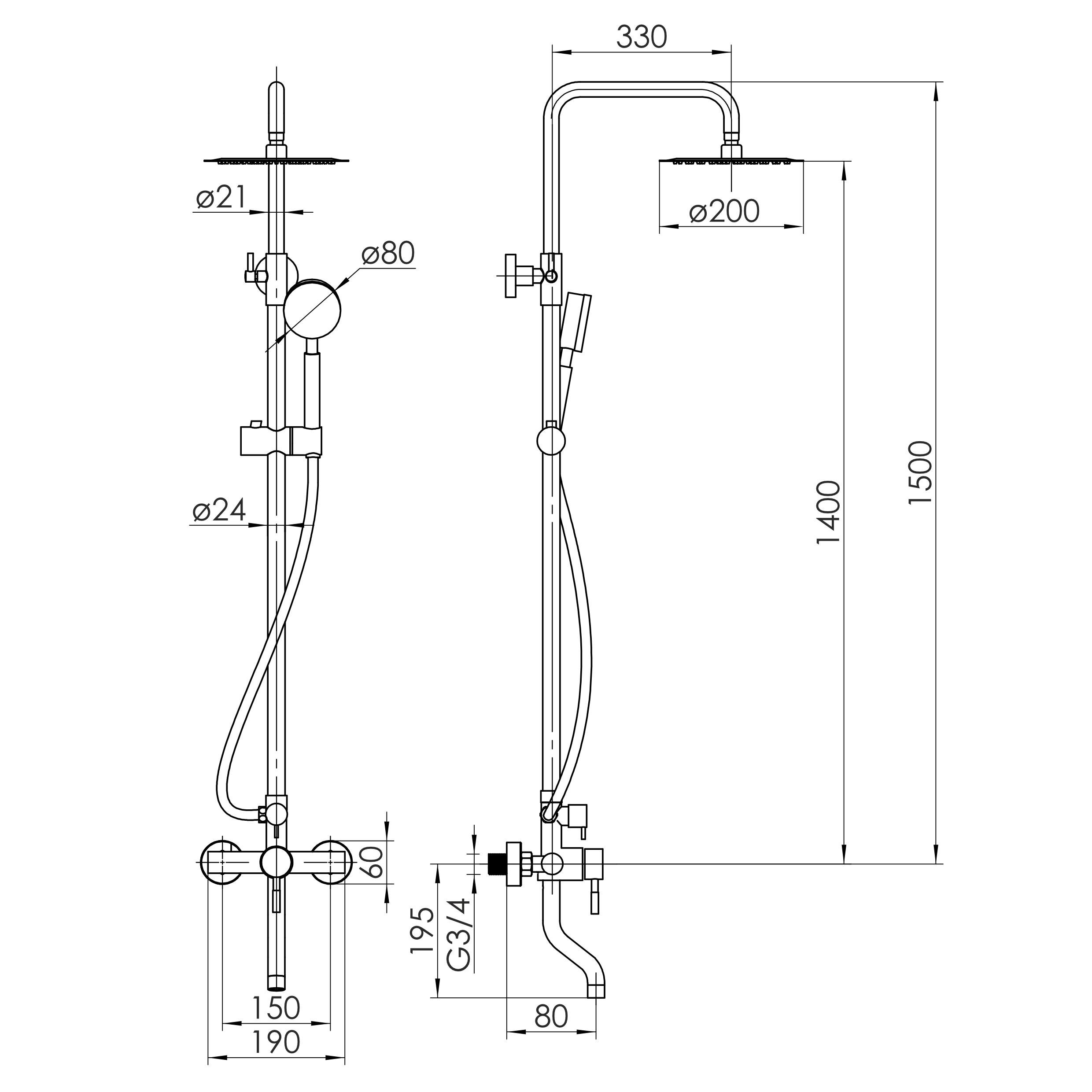 Душевая система со смесителем RJ Lux RJSP120-08CH Сатин (240474) - фото 2 Душевая система со смесителем RJ Lux RJSP120-08CH Сатин (240474) - фото 2