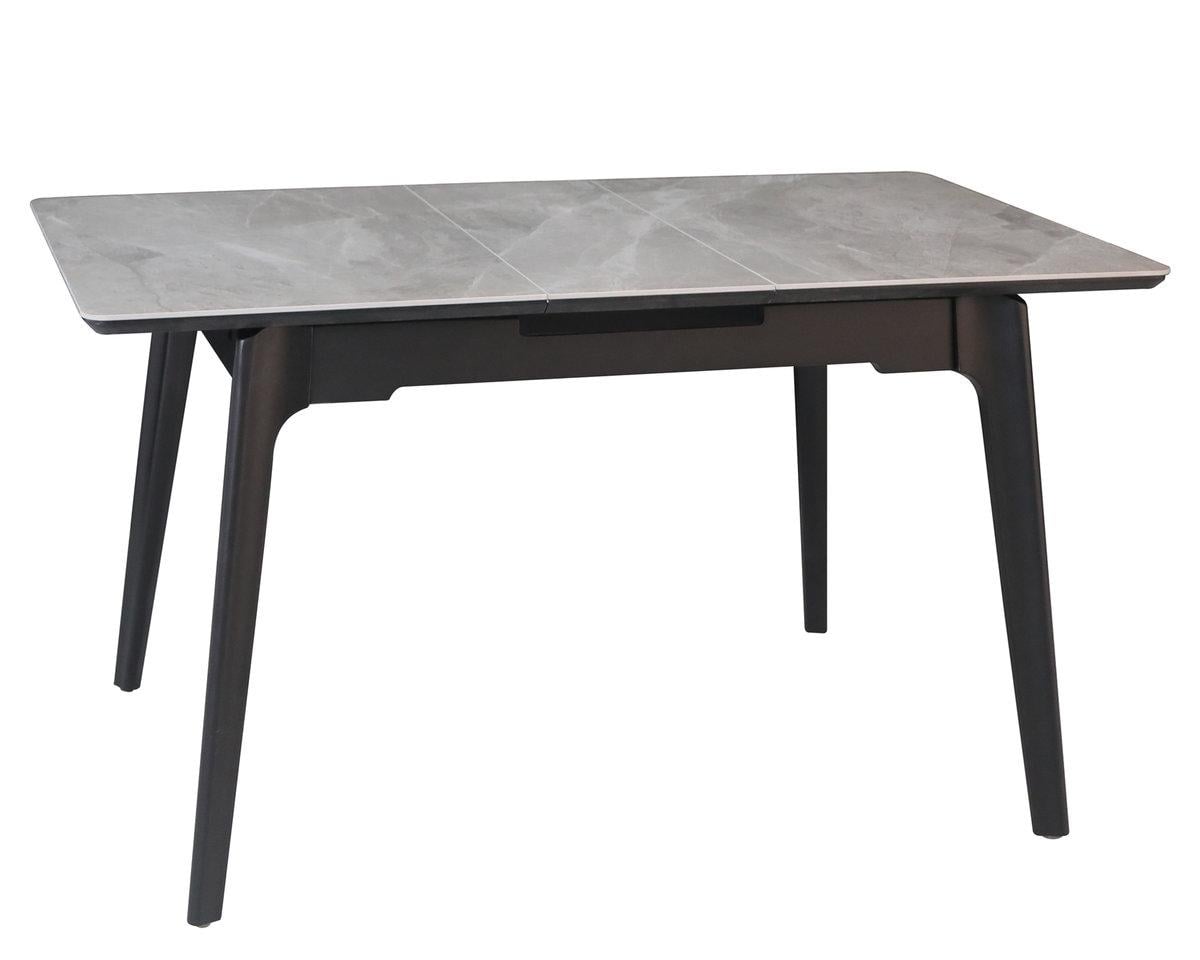 Стіл обідній Intarsio BERLIN CERAMIC 111/140х75 см Сірий глянець/Чорний каркас
