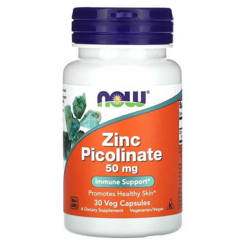Цинк NOW Zinc Picolinate 50 мг 30 veg capsules (NOW-01549)
