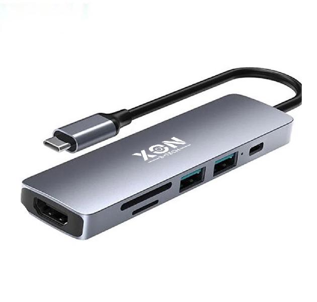 USB-хаб XON SmartHub 6в1 Сірий (UHCHP062312G 5160) - фото 1