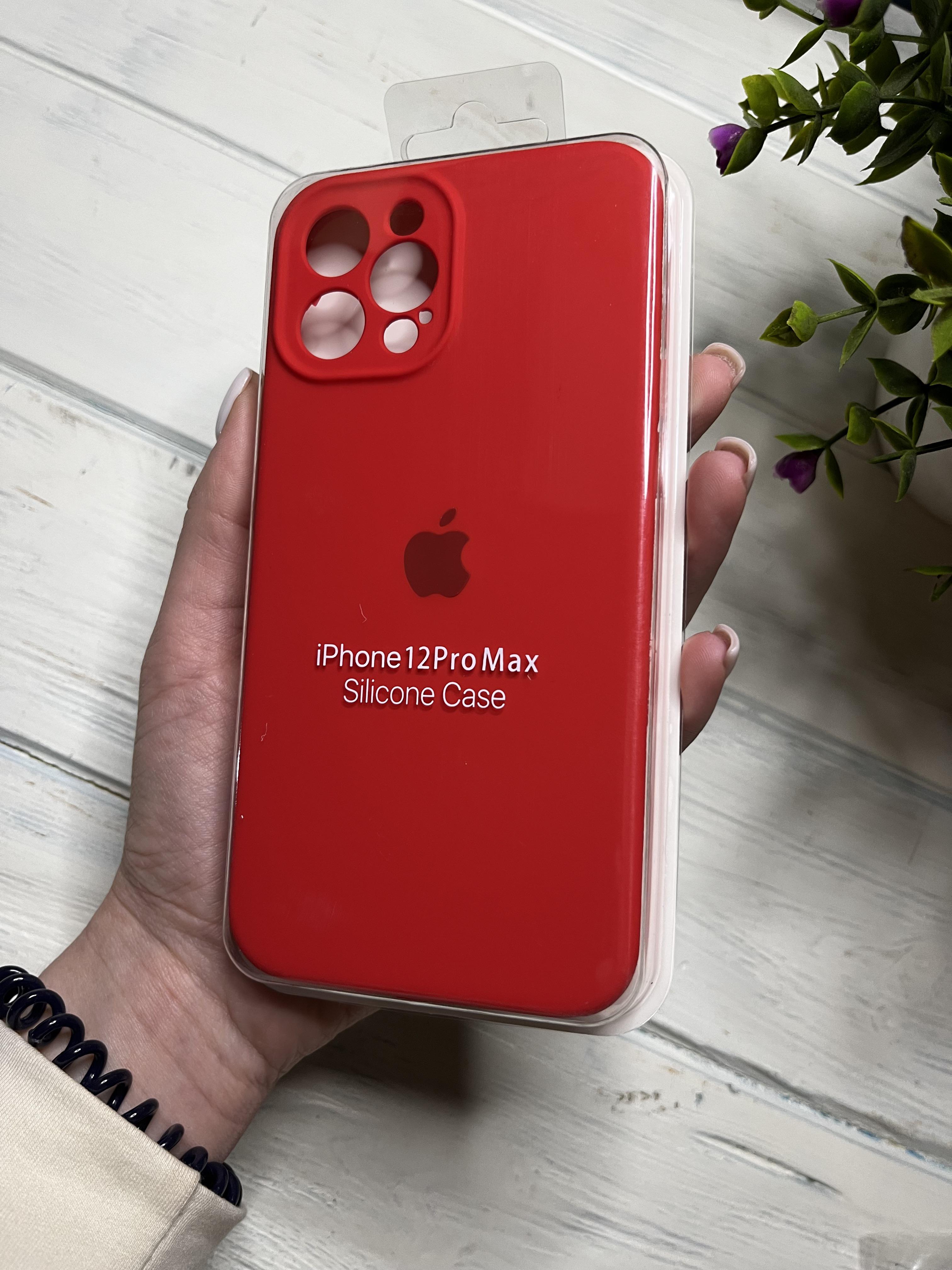 Чехол накладка на iPhone (Айфон) 12 Pro Max квадратные борта silicone case full camera Apple