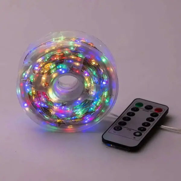 Гирлянда светодиодная Роса нить 500 LED 50 м с пультом от сети Мультицвет (147-107-500L50MWML)