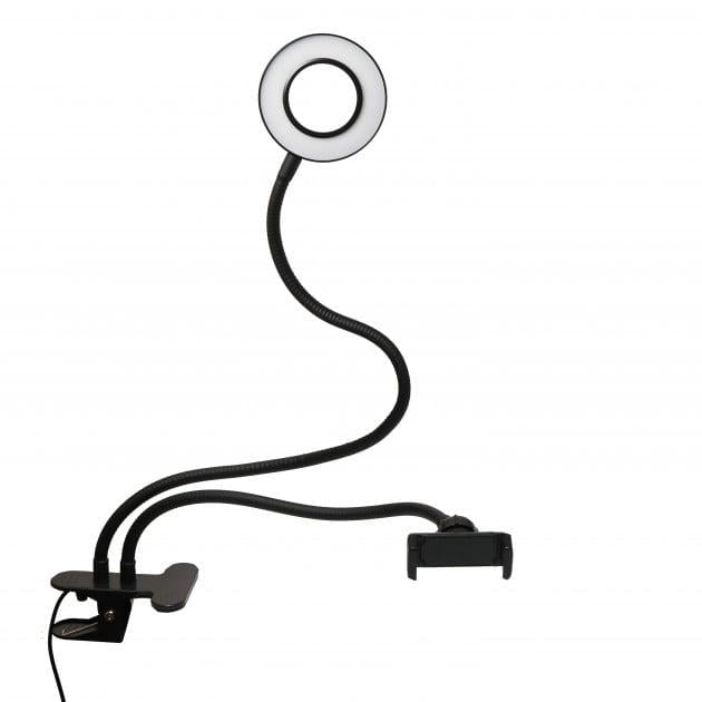 Тримач для телефону Live Stream 2 в 1 з LED підсвічуванням Чорний