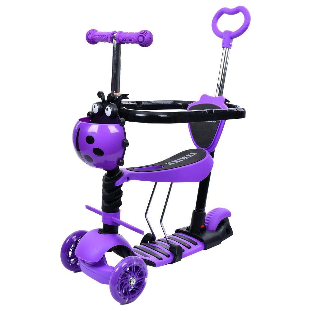 Самокат детский iTrike от 1 года трехколесный со светящимися колесами унисекс с сидением Фиолетовый (DS-171-S-128)