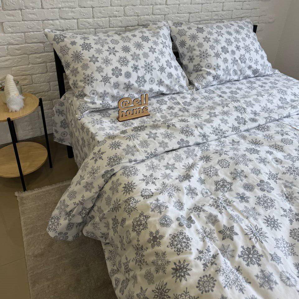 Комплект постельного белья Ell Home Снежинки фланель на резинке полуторной наволочки 50x70 см/70x70 см Белый (29337802) Комплект постельного белья Ell Home Снежинки фланель на резинке полуторной наволочки 50x70 см/70x70 см Белый (29337802)