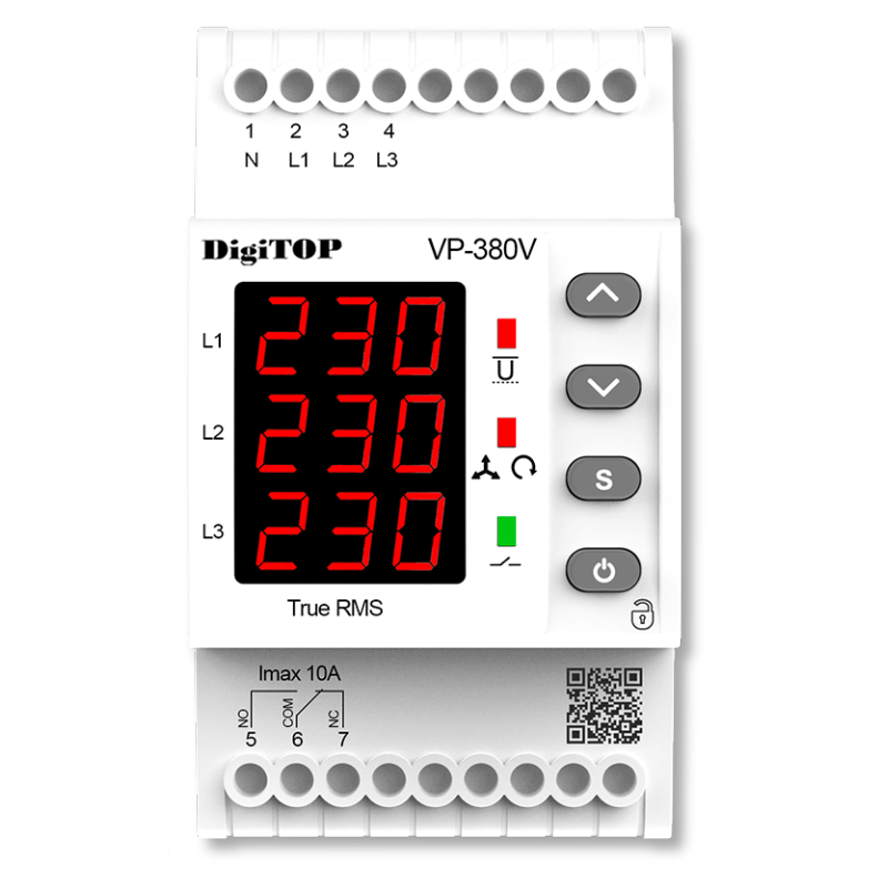 Реле напряжения Digitop VP-380V на din рейку