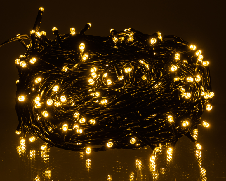 Гирлянда нить уличная 300 LED 30 м от сети черная нить Желтый - фото 3
