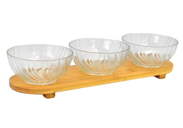 Менажница на подставке Stenson Crystal 37х12х7 см 4 пр. (AN013585)