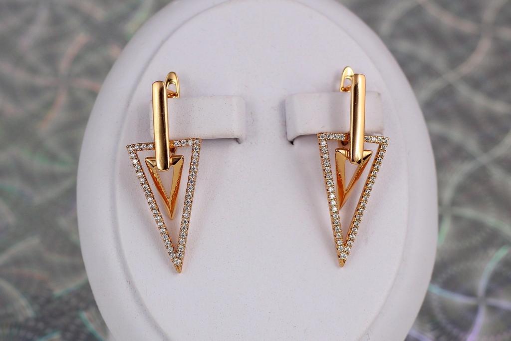 Серьги Xuping Jewelry Двойное копье 3,5 см Золотистый (2135256722)