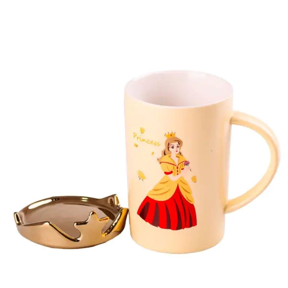 Чашка порцелянова Princess з кришкою 400 мл Жовтий (HPCYM0845Y) - фото 2 Чашка порцелянова Princess з кришкою 400 мл Жовтий (HPCYM0845Y) - фото 2