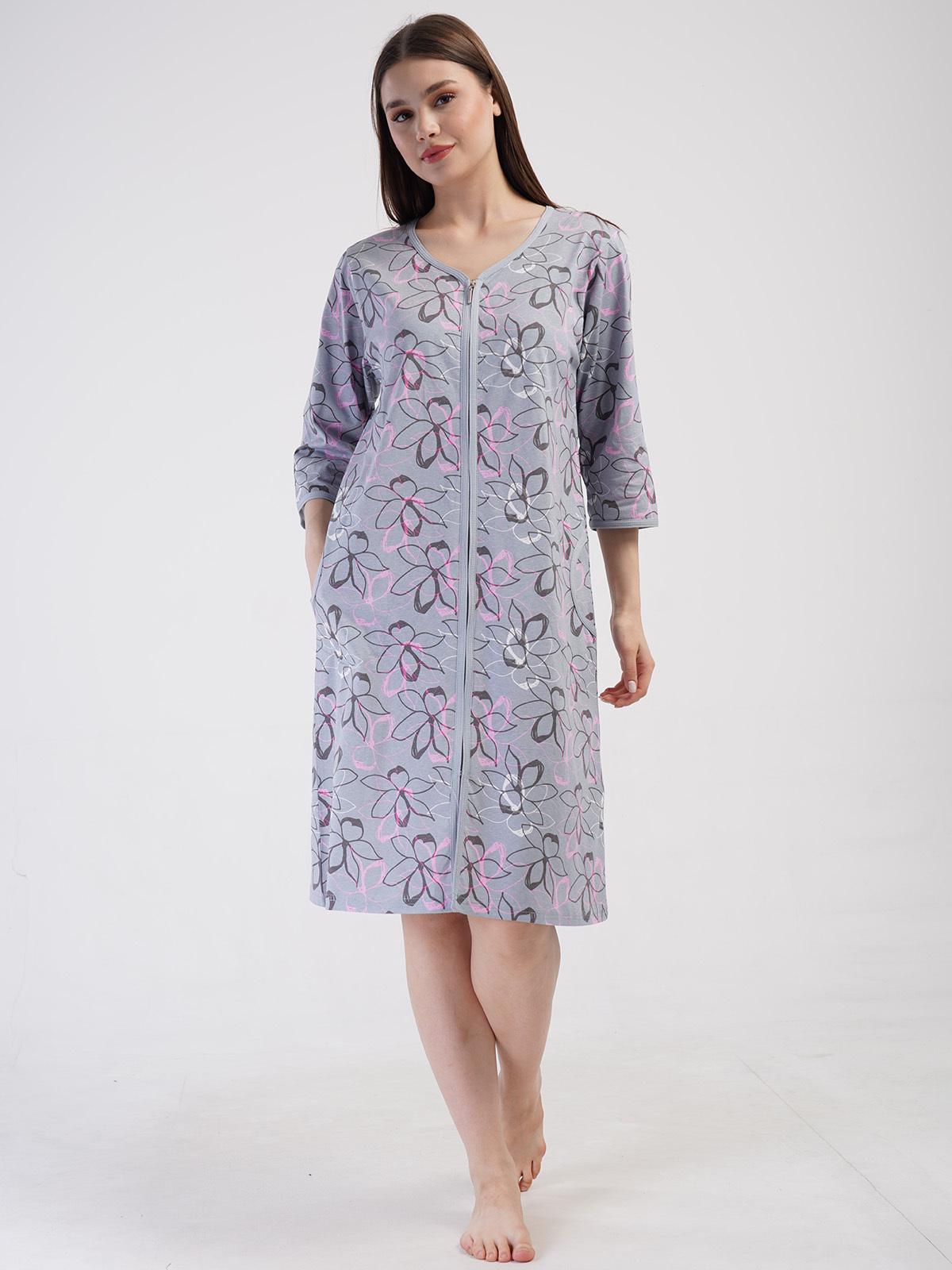 Халат бавовняний на блискавці рукав 3/4 батальний