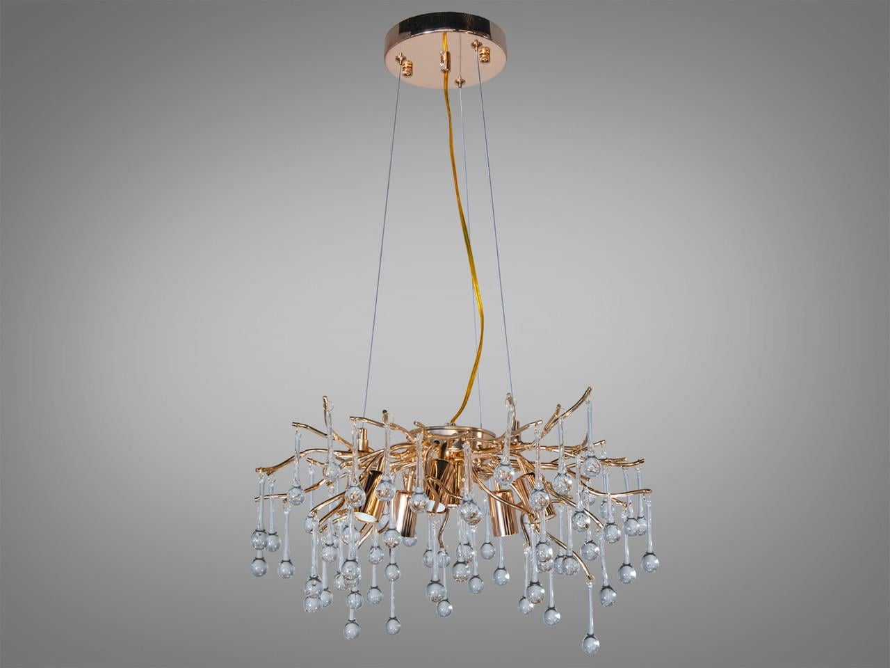 Люстра для гостиной 607-450GD Глициния хрустальная с 6 лампами Золотой (2674955804)