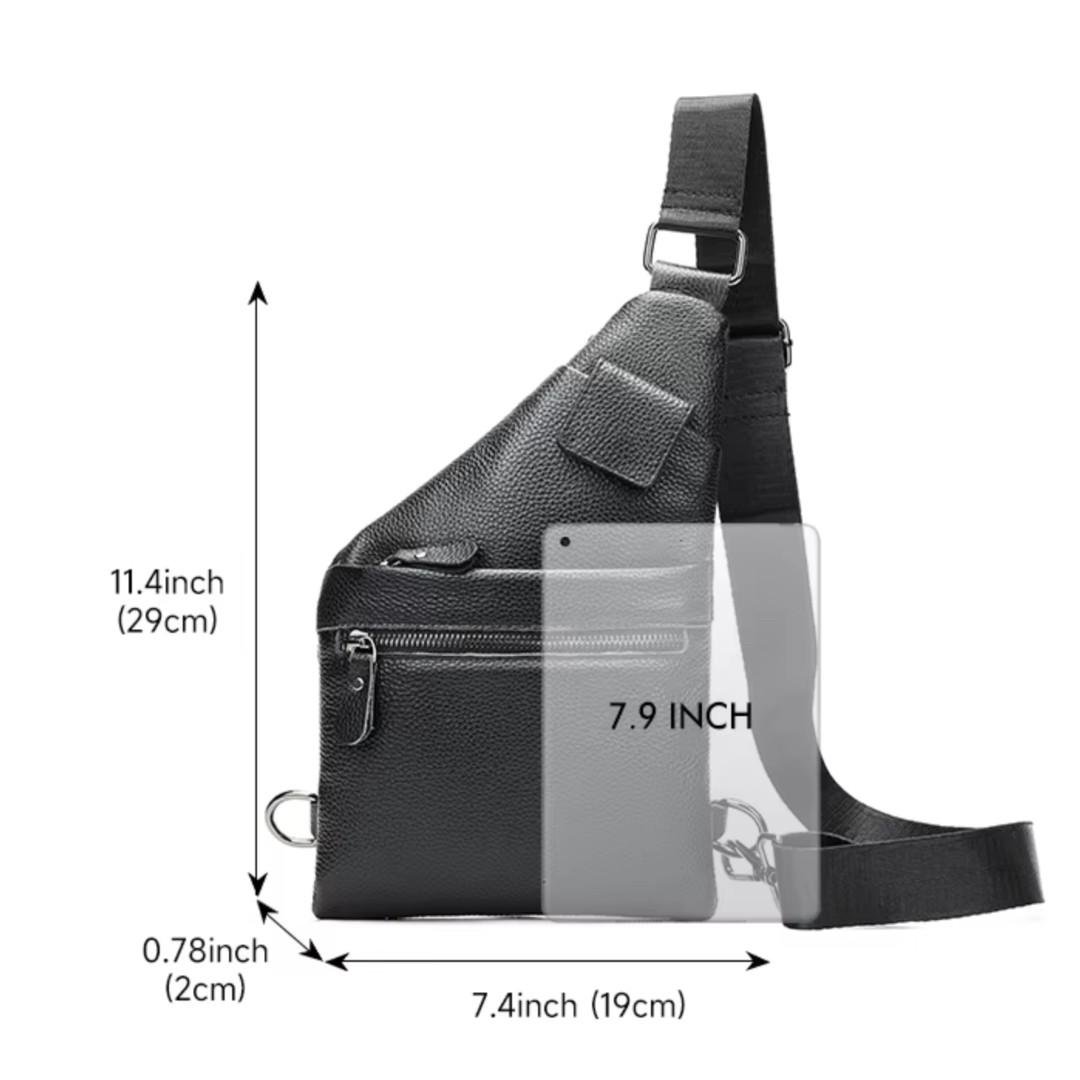Чоловіча сумка-слінг Lorian з натуральної шкіри із зовнішніми кишенями на блискавці та магніті Чорний (LR 259202-black) - фото 7 Чоловіча сумка-слінг Lorian з натуральної шкіри із зовнішніми кишенями на блискавці та магніті Чорний (LR 259202-black) - фото 7