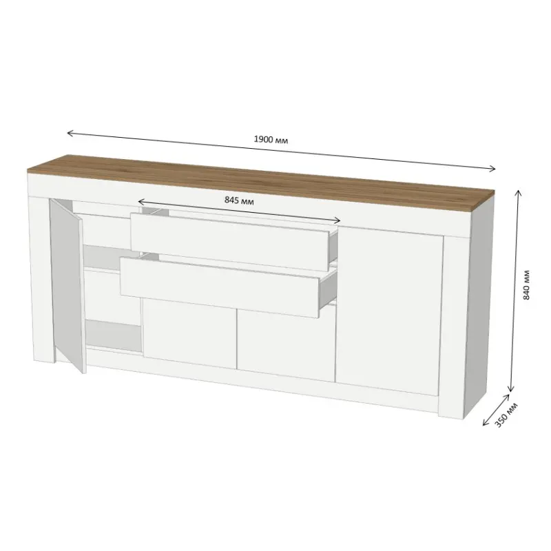 Комод Lion Larri-2 190х35х84 см Нимфея альба (Lion-041081) - фото 6 Комод Lion Larri-2 190х35х84 см Нимфея альба (Lion-041081) - фото 6