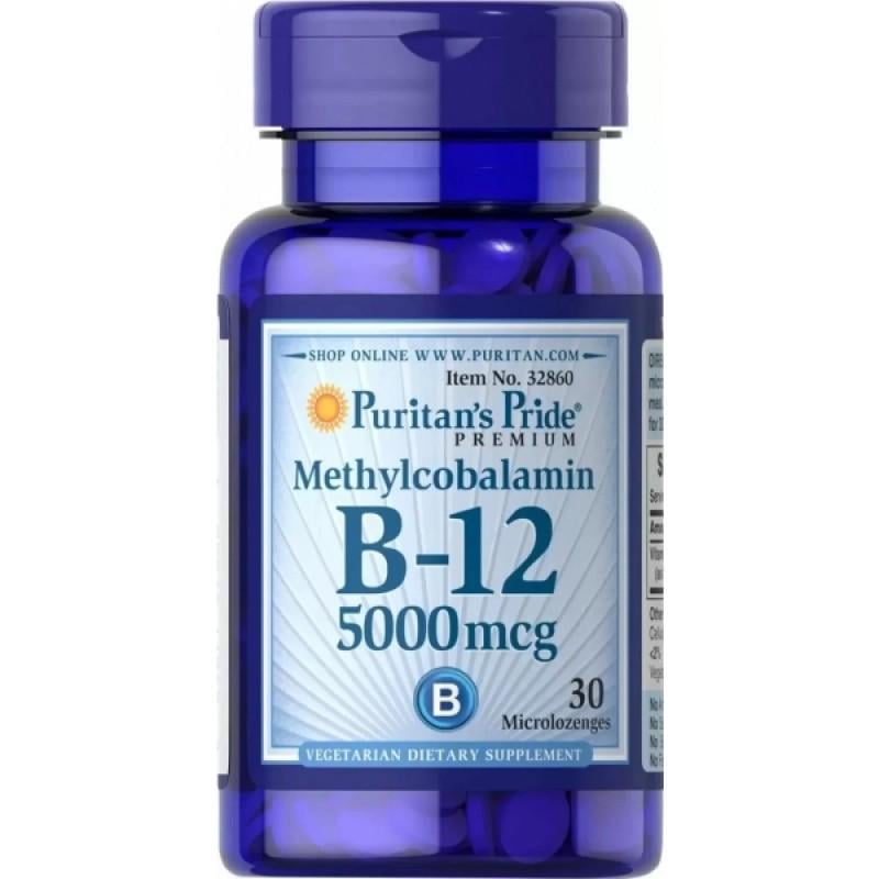 Вітаміни Puritan's Pride Methylcobalamin Vitamin B-12 5000 мкг 30 міні льодяників (PTP-32860)