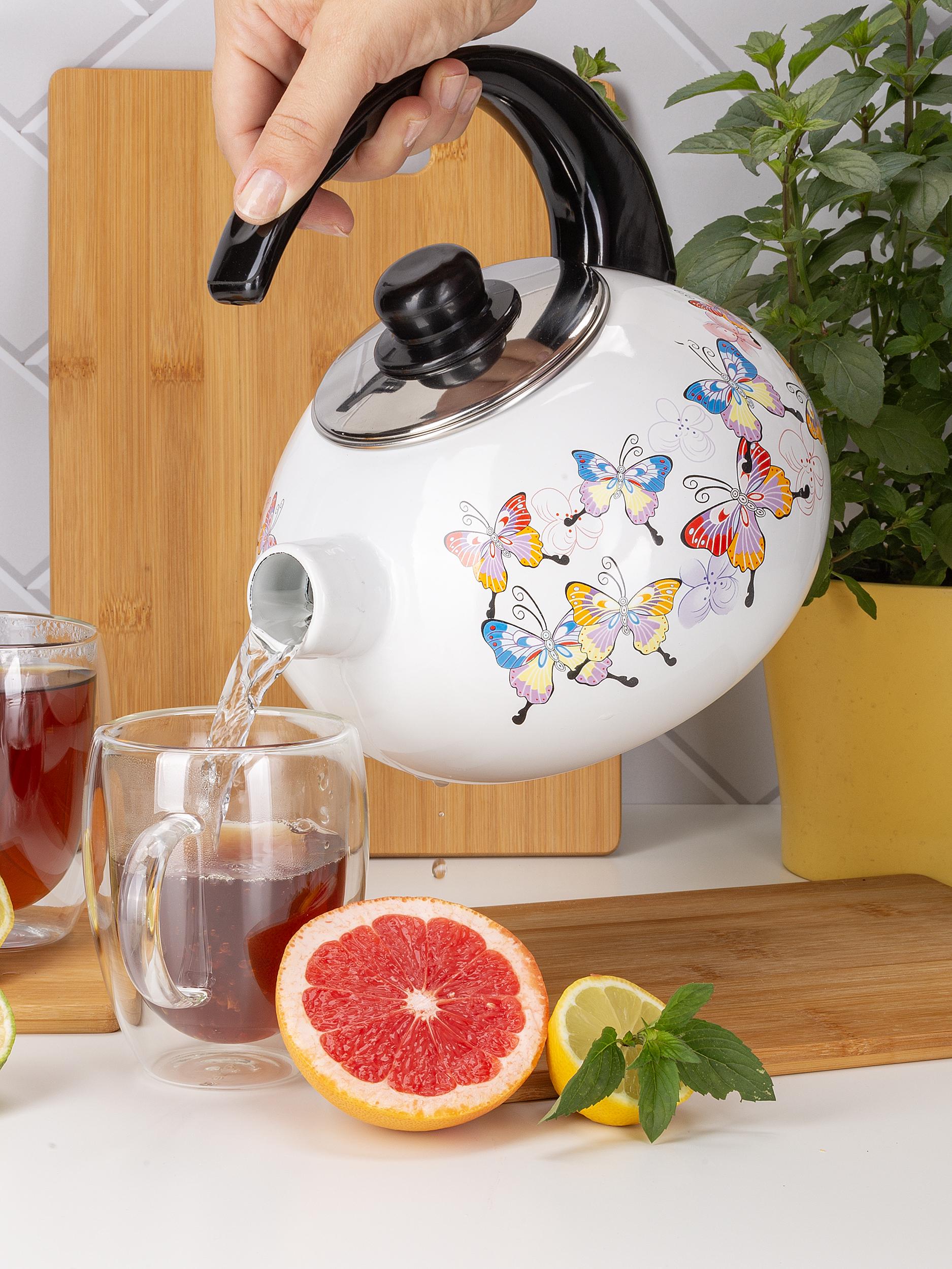 Чайник со свистком Kamille KM-1035 с рисунком из эмалированной стали 2,5 л Белый (150-84-1035) - фото 7 Чайник со свистком Kamille KM-1035 с рисунком из эмалированной стали 2,5 л Белый (150-84-1035) - фото 7