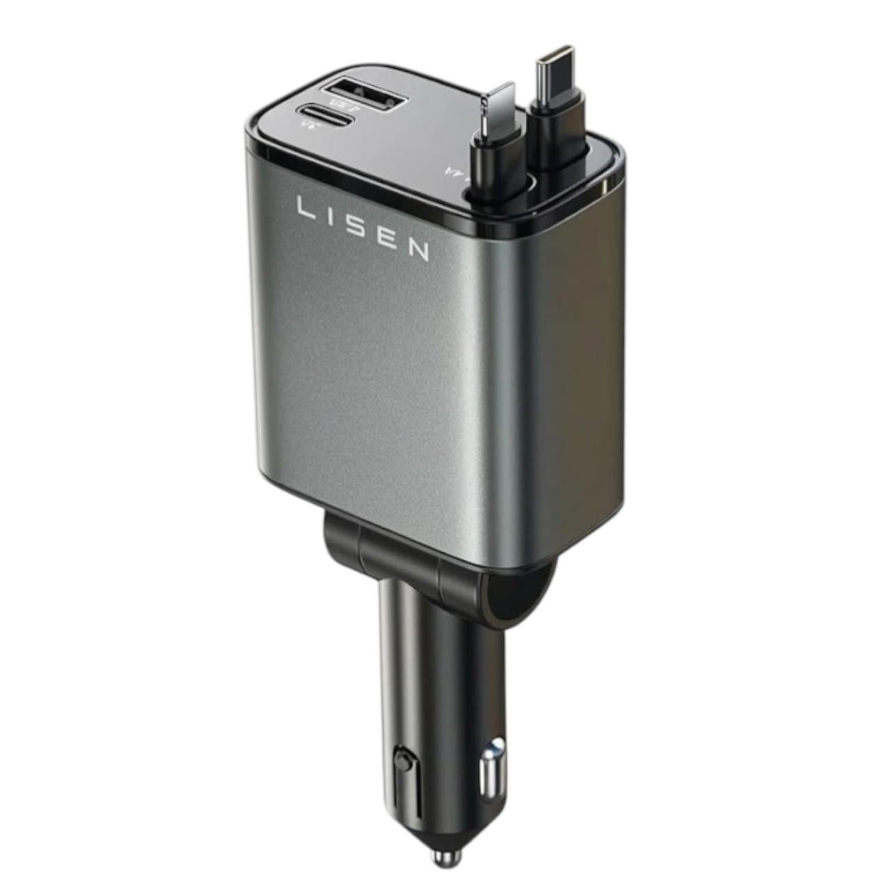 Зарядний пристрій автомобільний LISEN Retractable Car Charger 4в1 69W (33038006)