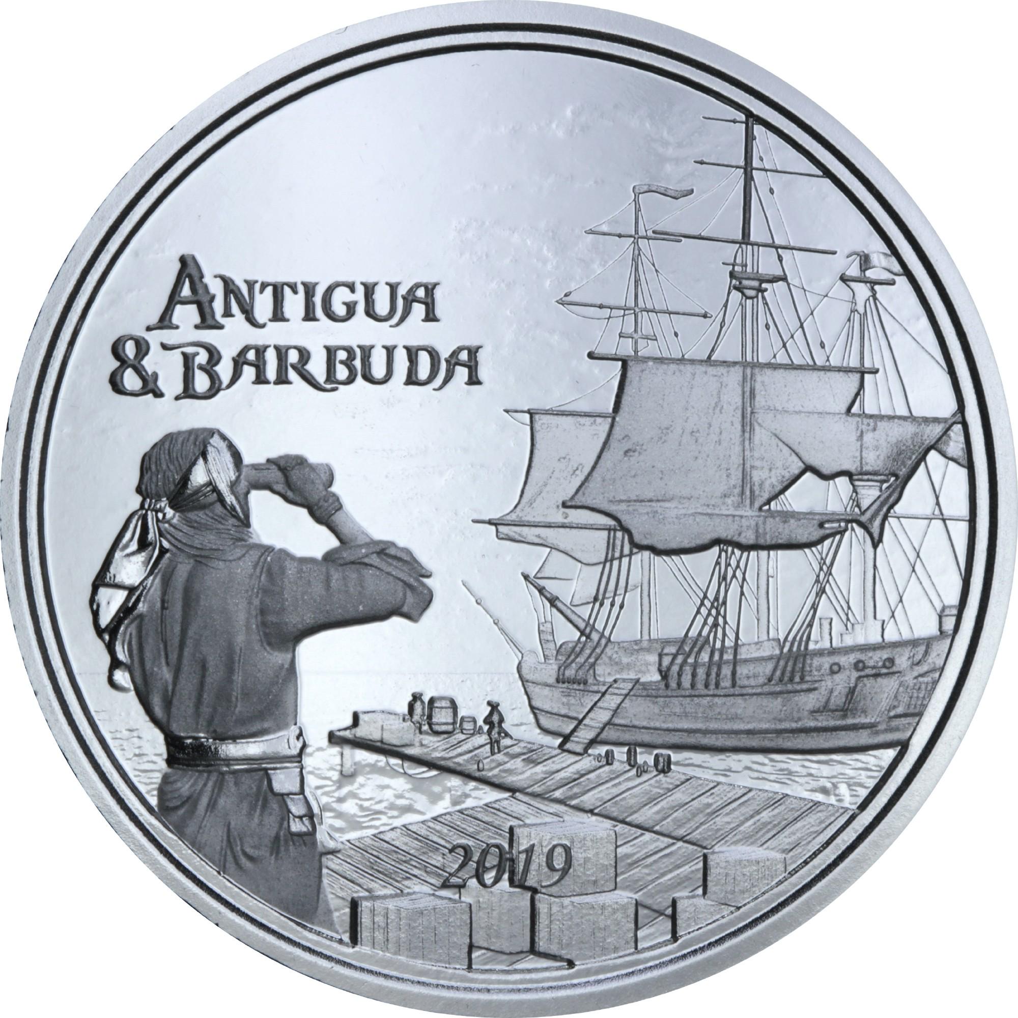 Срібна монета Антігуа та Барбуда 2 долара 2019 Східні Кариби 1 oz (459) - фото 1