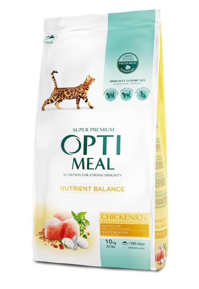 ᐉ Сухой корм для кошек Optimeal Chicken с курицей 10 кг (4820083905582)