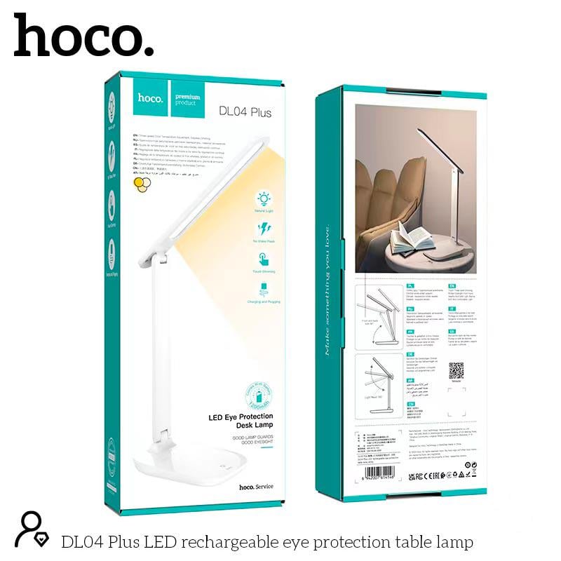 Лампа настільна Hoco LED Rechargeable eye protection table lamp DL04 Plus 1200 мАч White (609777) - фото 8 Лампа настільна Hoco LED Rechargeable eye protection table lamp DL04 Plus 1200 мАч White (609777) - фото 8