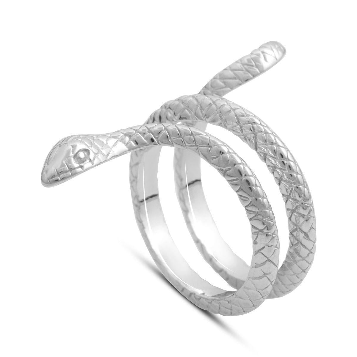 Кольцо серебряное в форме змеи р. 18